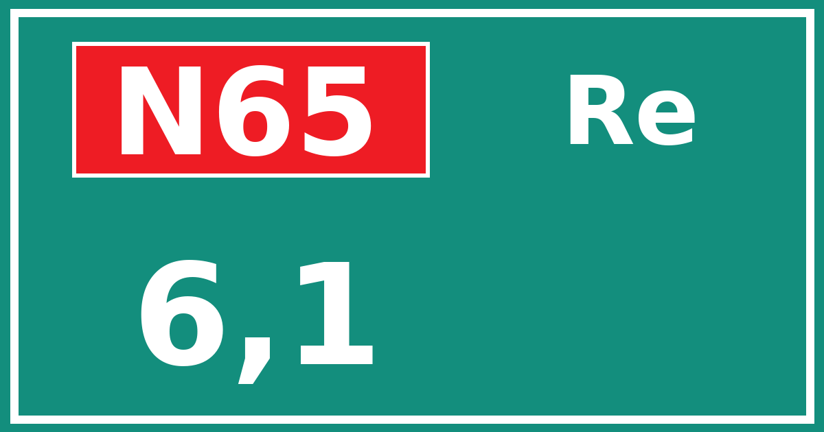 Hectometerbord N65 6,1 zijde Re