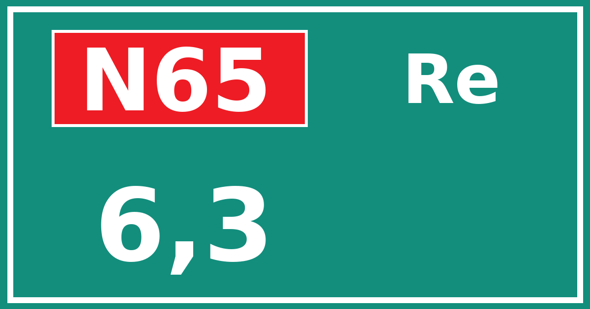 Hectometerbord N65 6,3 zijde Re