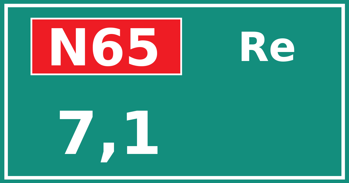 Hectometerbord N65 7,1 zijde Re