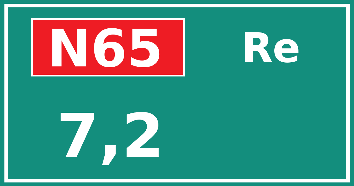 Hectometerbord N65 7,2 zijde Re