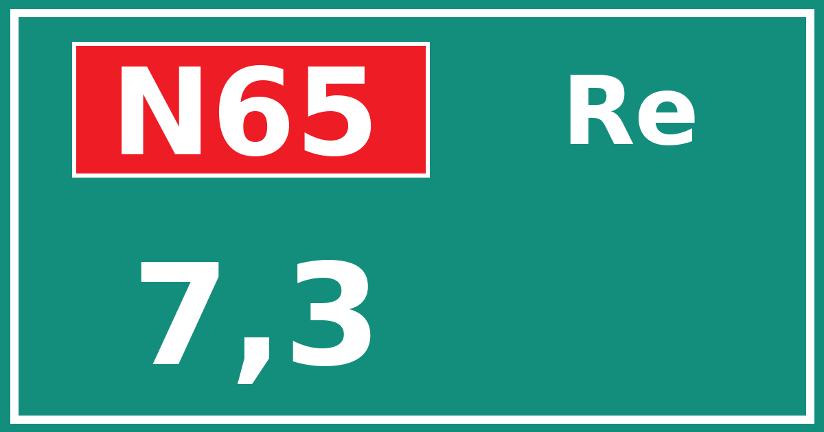 Hectometerbord N65 7,3 zijde Re