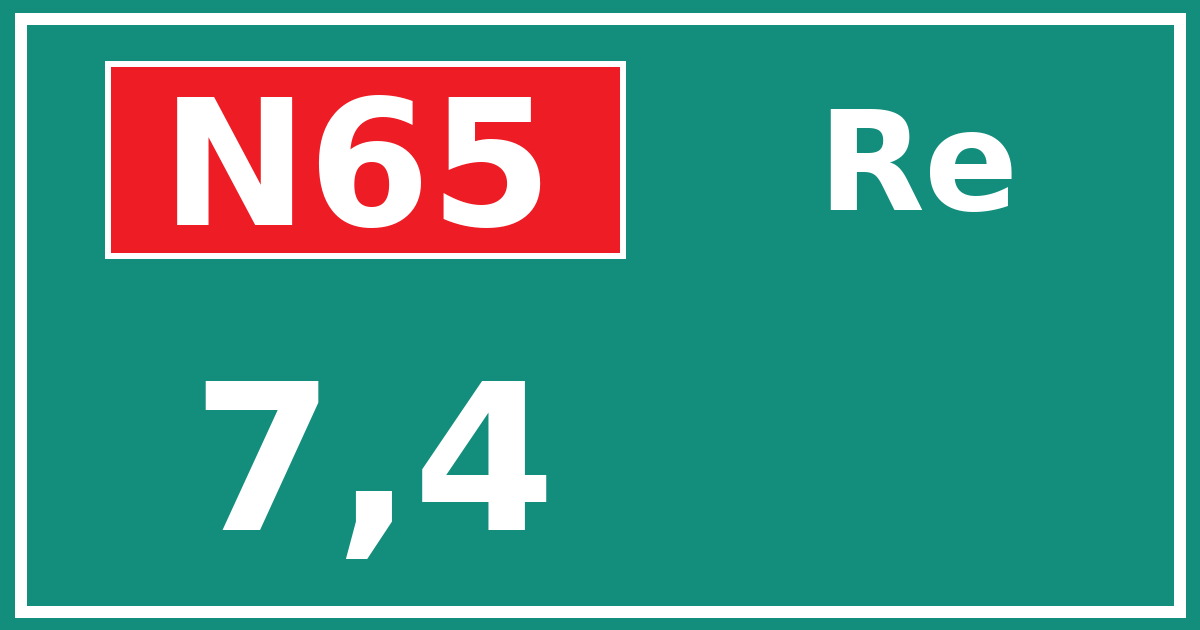 Hectometerbord N65 7,4 zijde Re