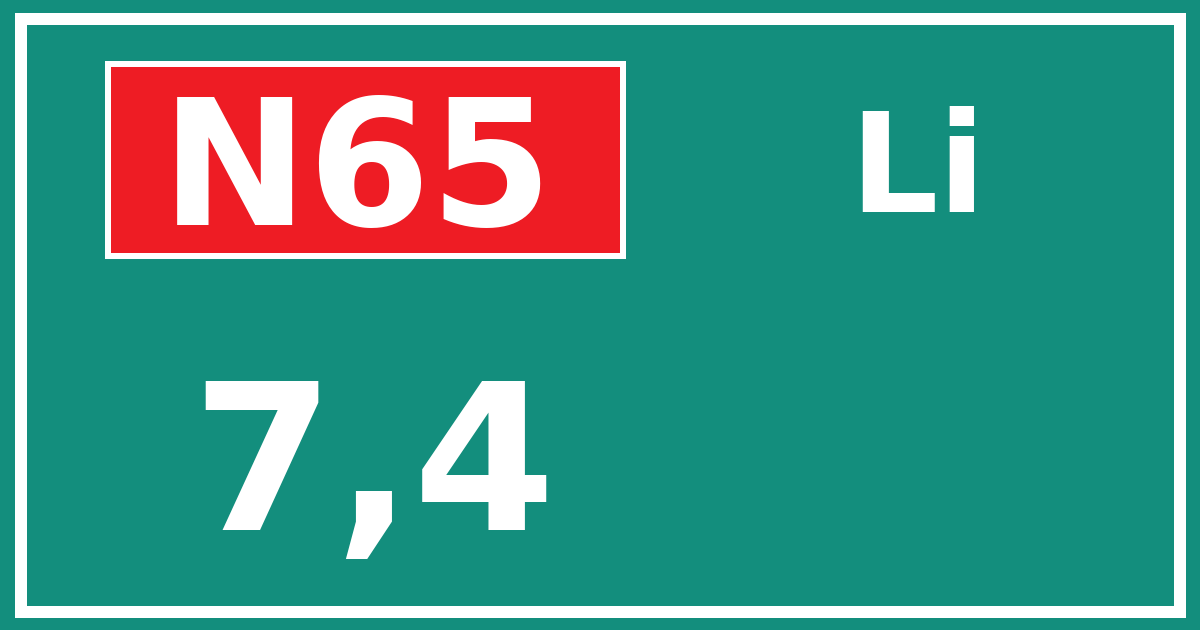Hectometerbord N65 7,4 zijde Li