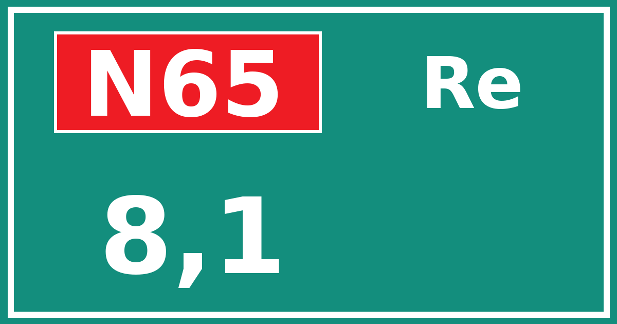 Hectometerbord N65 8,1 zijde Re