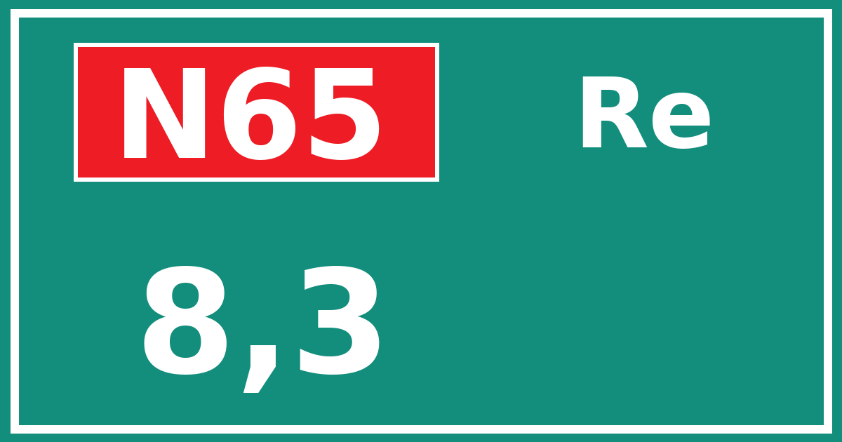 Hectometerbord N65 8,3 zijde Re