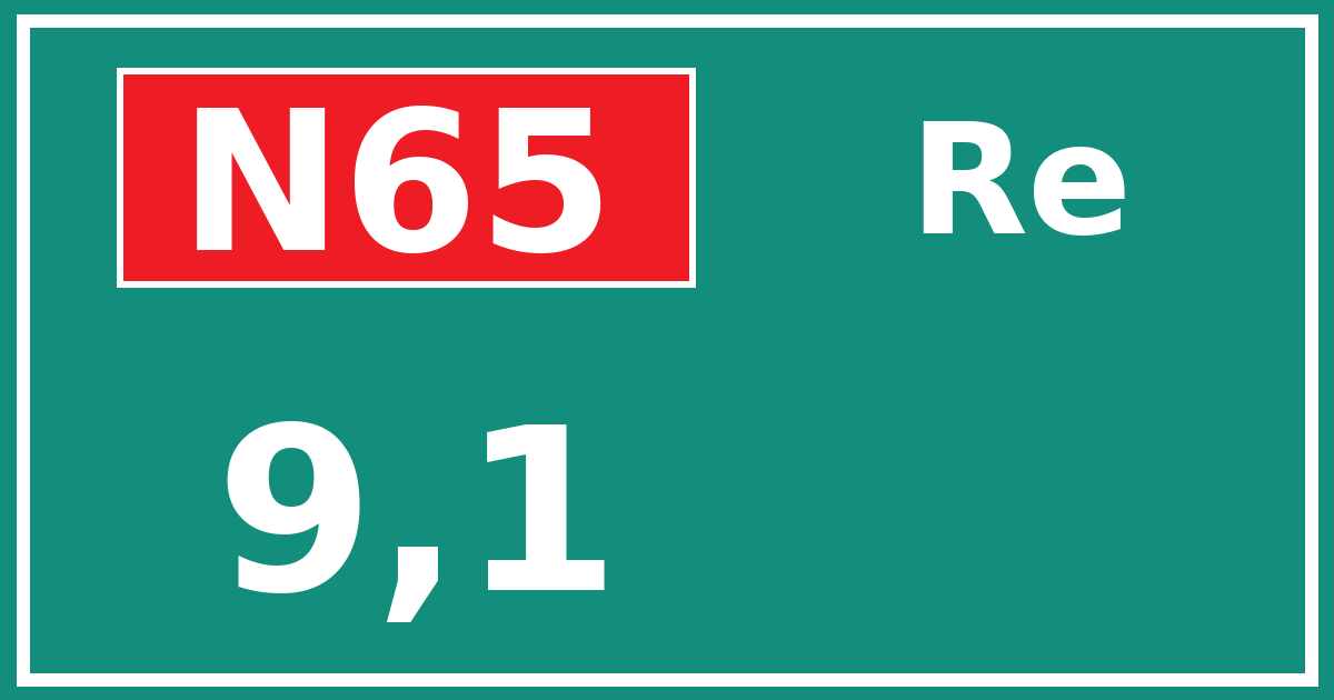 Hectometerbord N65 9,1 zijde Re