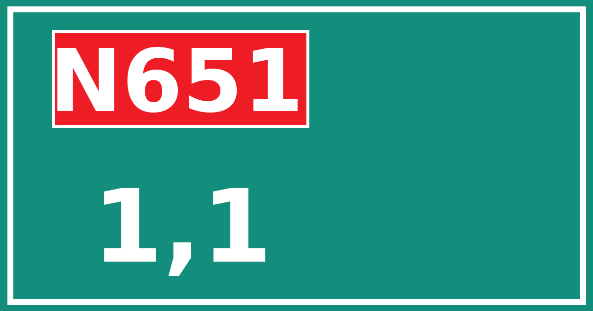 Hectometerbord N651 1,1