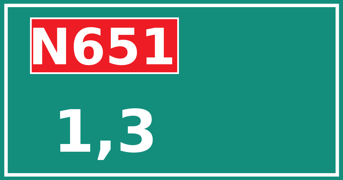 Hectometerbord N651 1,3