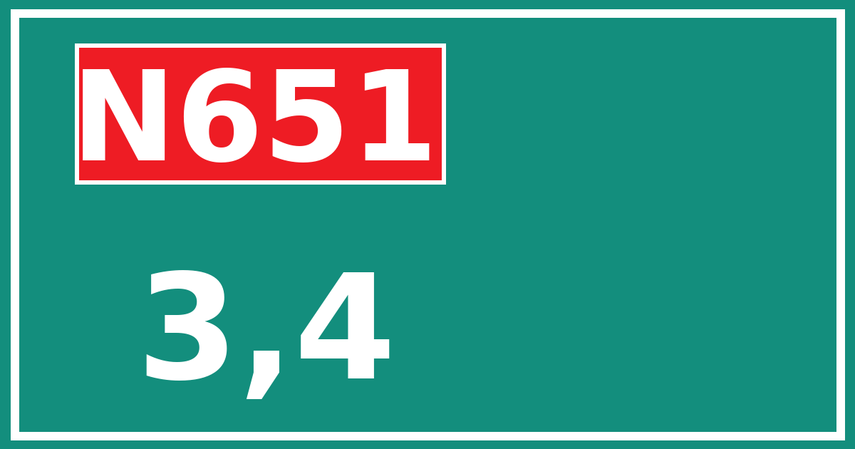 Hectometerbord N651 3,4
