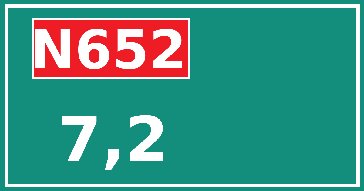 Hectometerbord N652 7,2