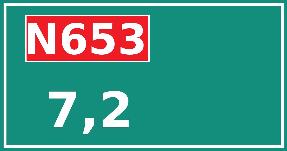 Hectometerbord N653 7,2
