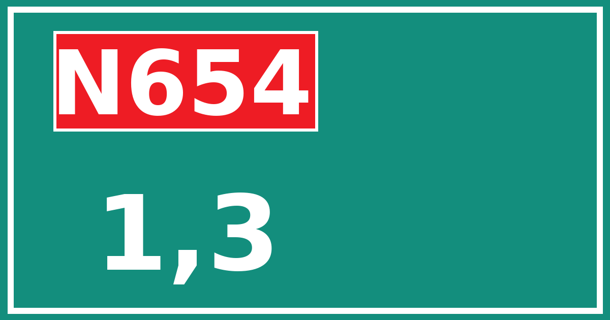 Hectometerbord N654 1,3