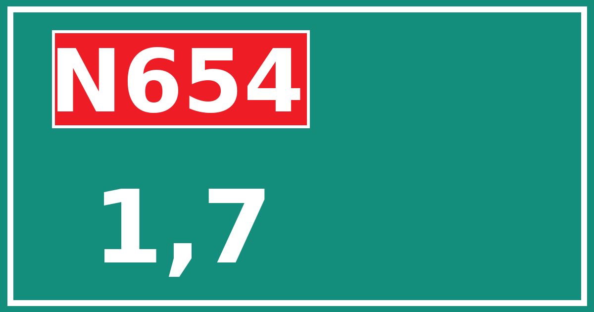 Hectometerbord N654 1,7