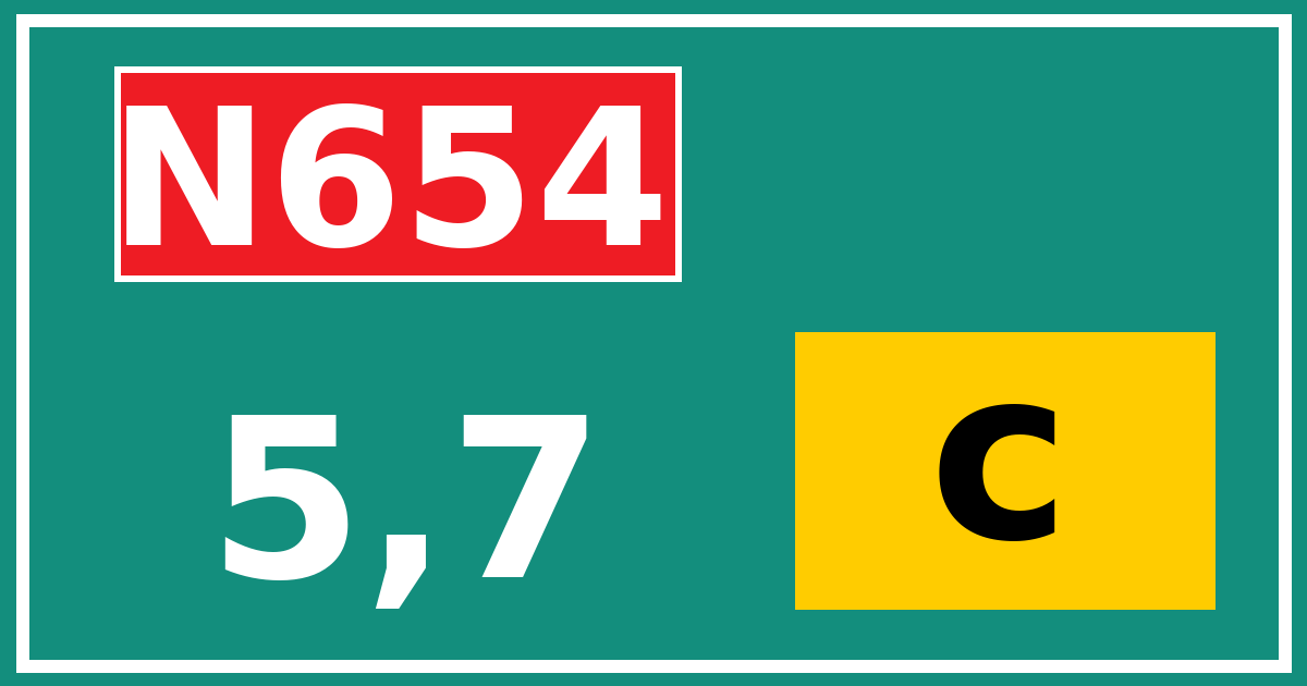 Hectometerbord N654 5,7 letter c