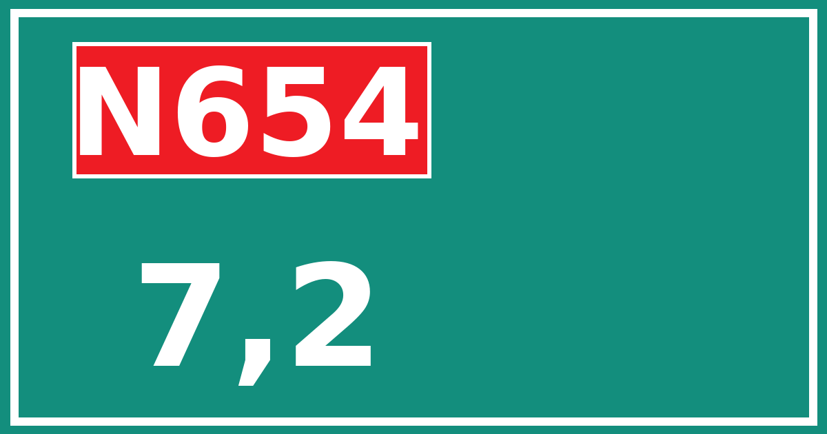 Hectometerbord N654 7,2
