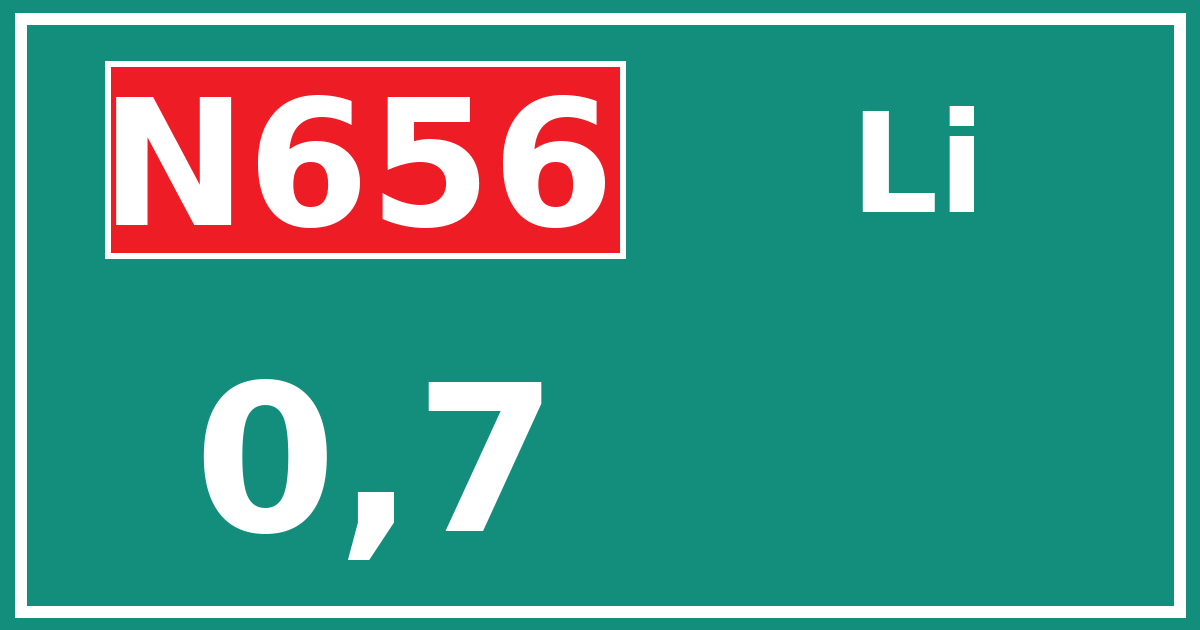 Hectometerbord N656 0,7 zijde Li
