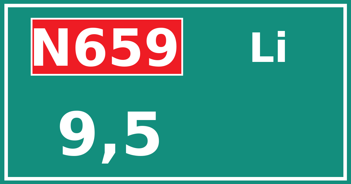 Hectometerbord N659 9,5 zijde Li