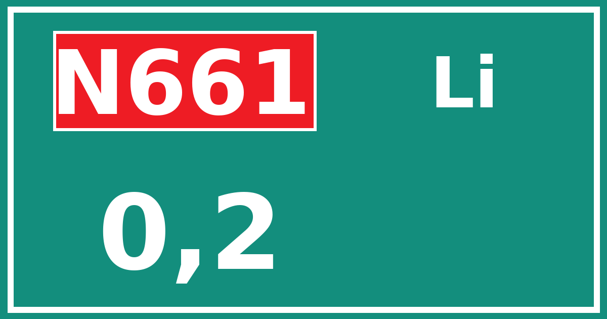 Hectometerbord N661 0,2 zijde Li