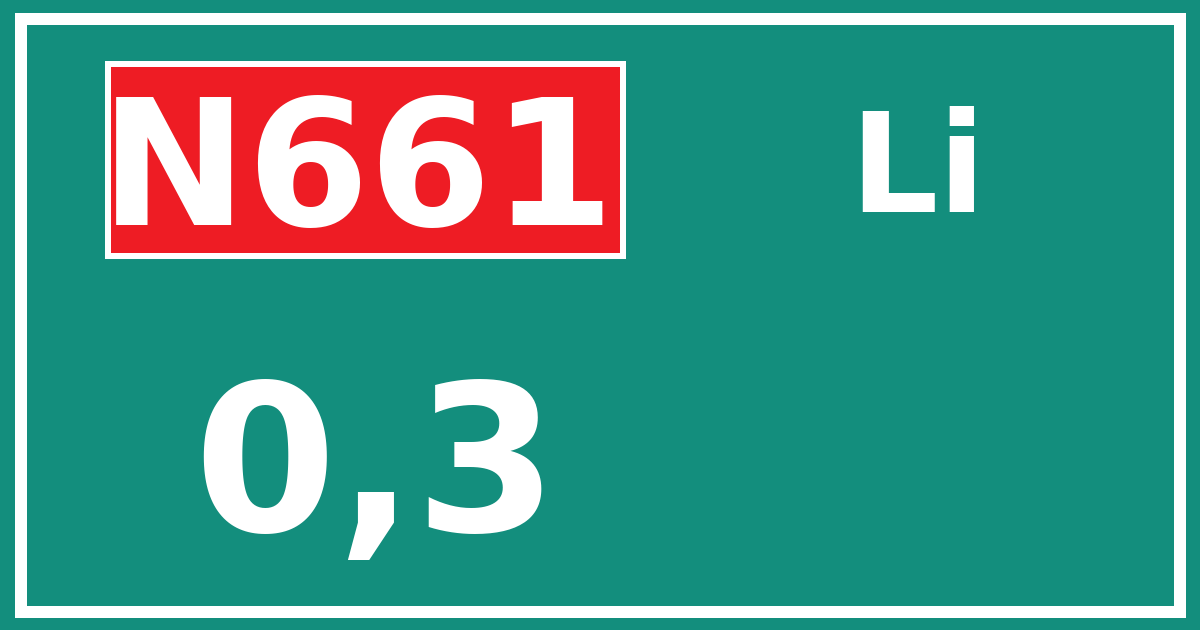 Hectometerbord N661 0,3 zijde Li