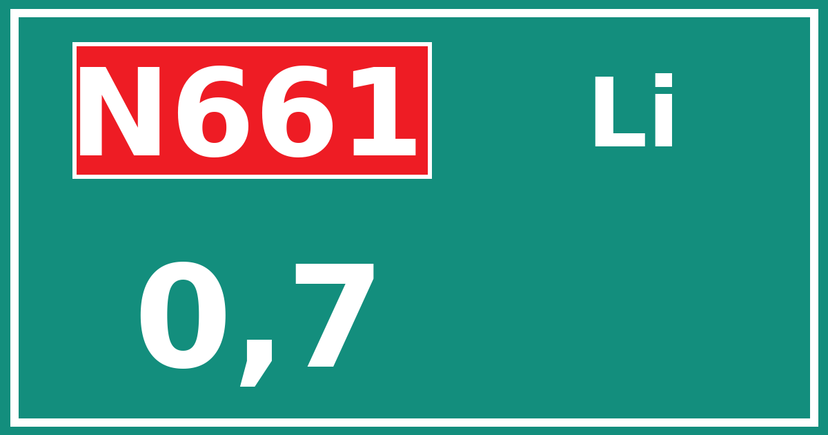 Hectometerbord N661 0,7 zijde Li