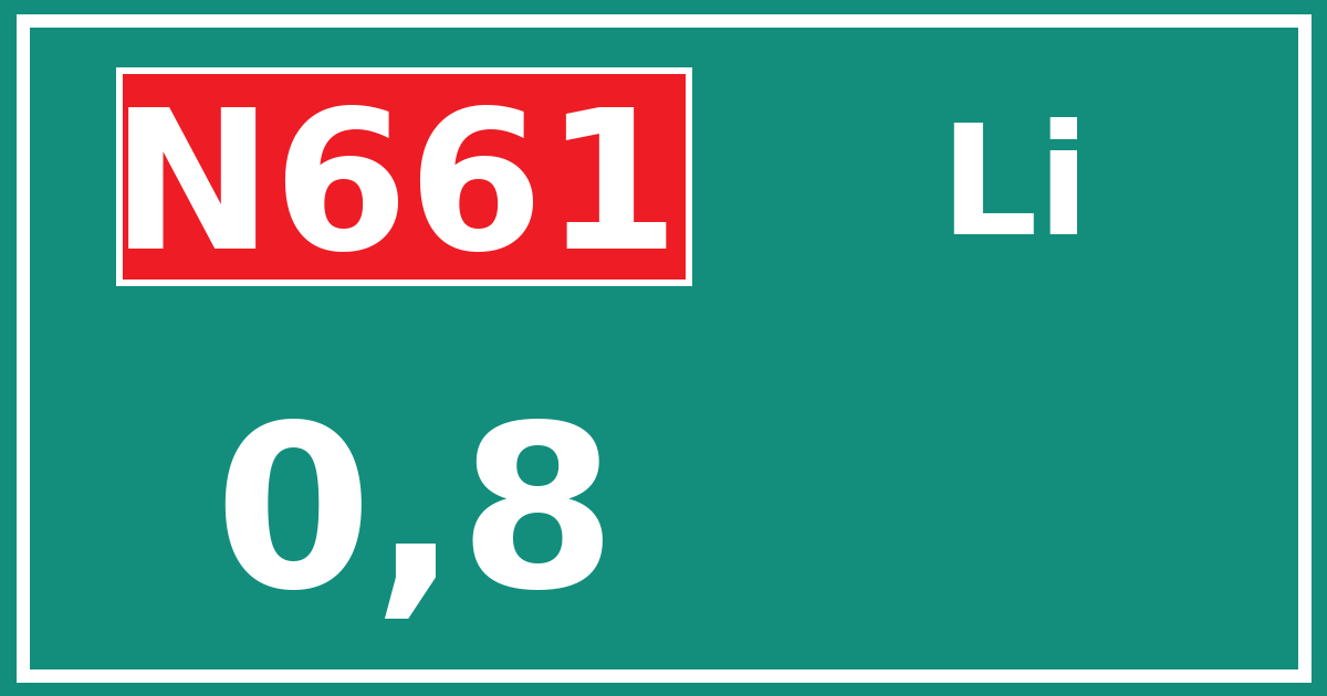 Hectometerbord N661 0,8 zijde Li
