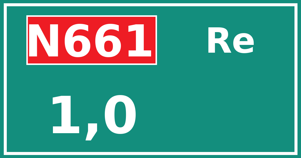 Hectometerbord N661 1,0 zijde Re