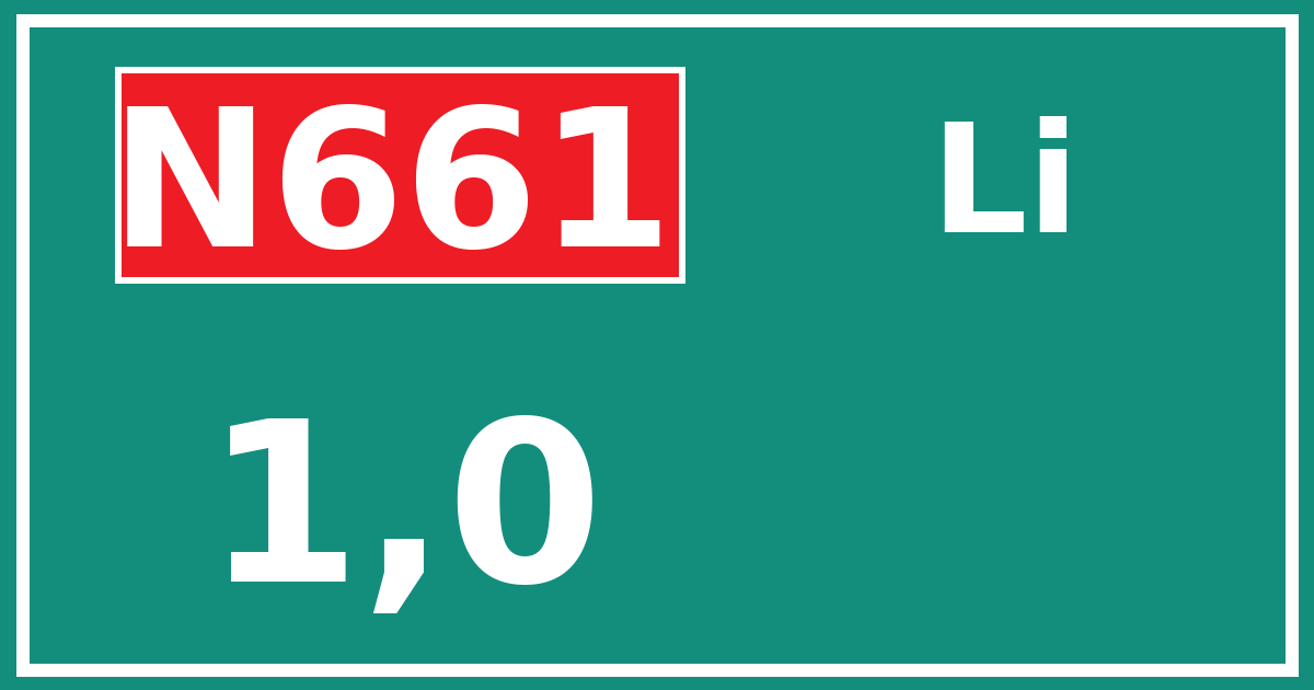 Hectometerbord N661 1,0 zijde Li