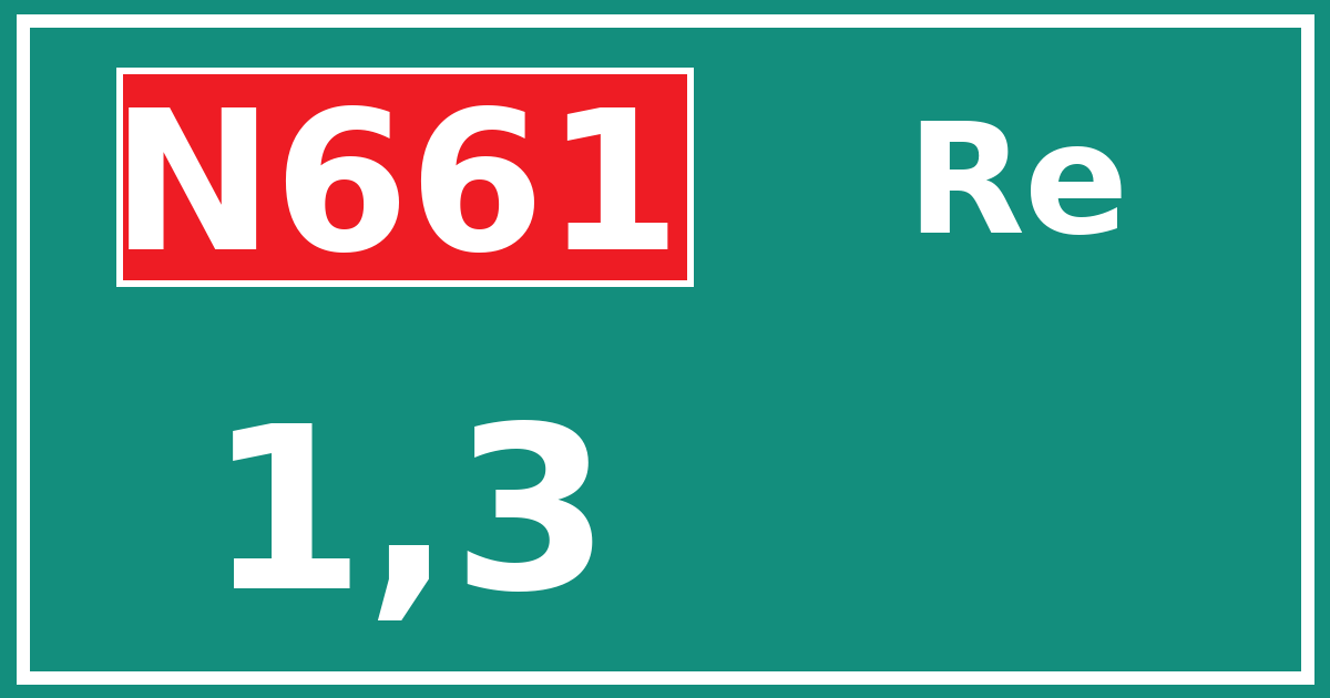 Hectometerbord N661 1,3 zijde Re