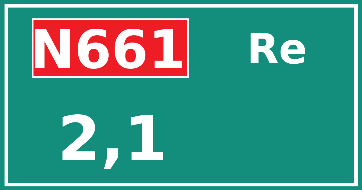 Hectometerbord N661 2,1 zijde Re