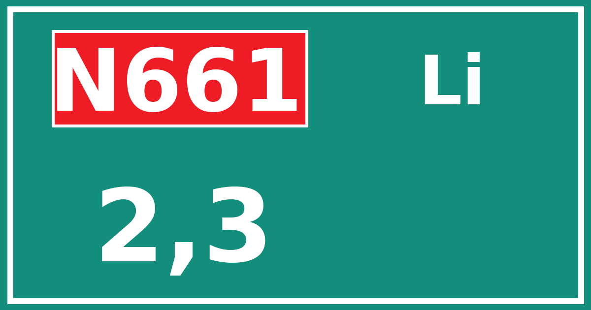 Hectometerbord N661 2,3 zijde Li