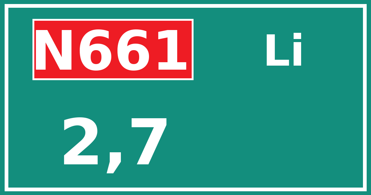 Hectometerbord N661 2,7 zijde Li