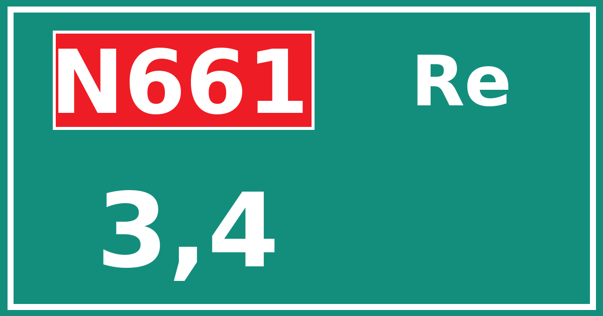 Hectometerbord N661 3,4 zijde Re