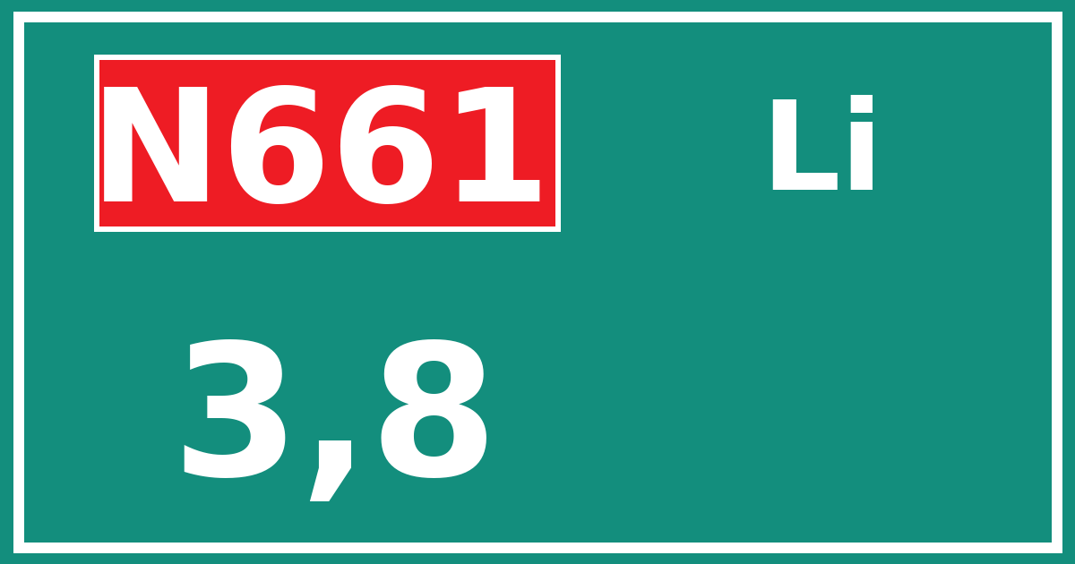 Hectometerbord N661 3,8 zijde Li