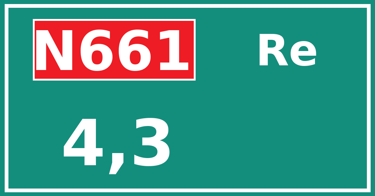 Hectometerbord N661 4,3 zijde Re