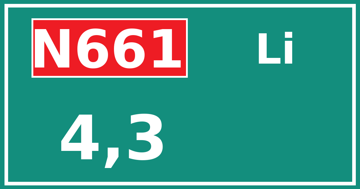 Hectometerbord N661 4,3 zijde Li