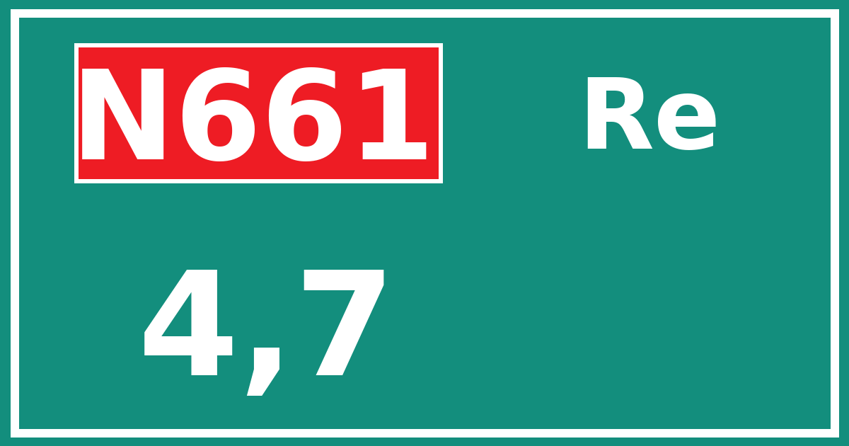 Hectometerbord N661 4,7 zijde Re