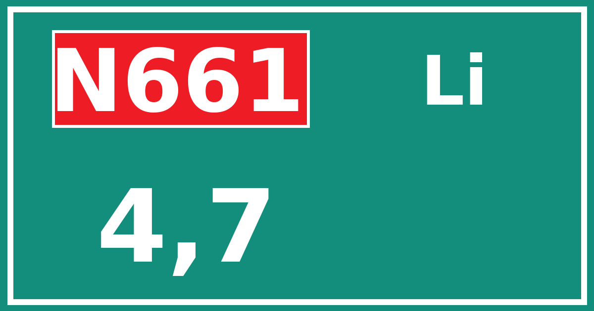 Hectometerbord N661 4,7 zijde Li