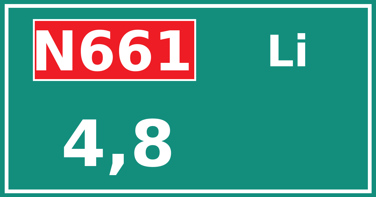 Hectometerbord N661 4,8 zijde Li