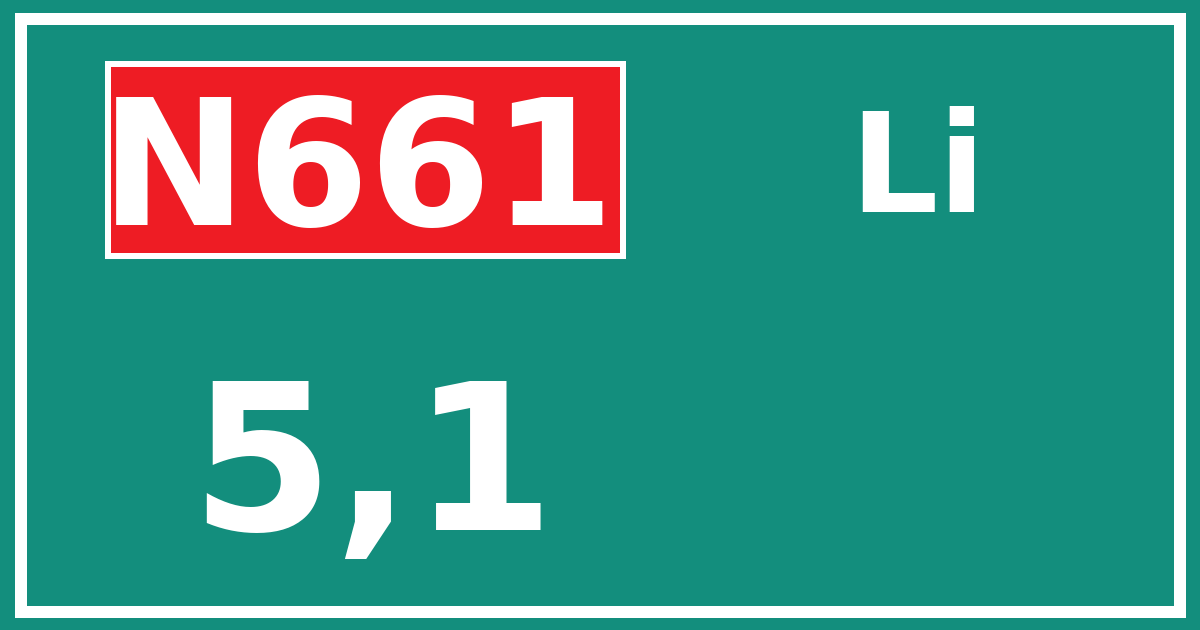Hectometerbord N661 5,1 zijde Li