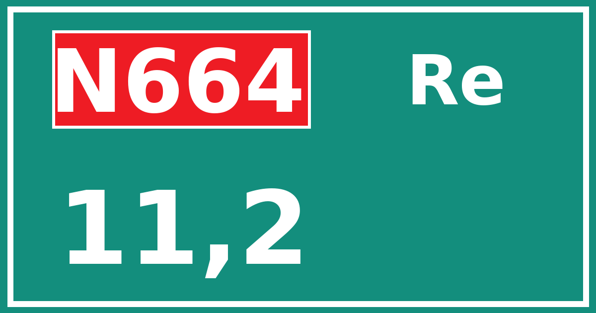 Hectometerbord N664 11,2 zijde Re