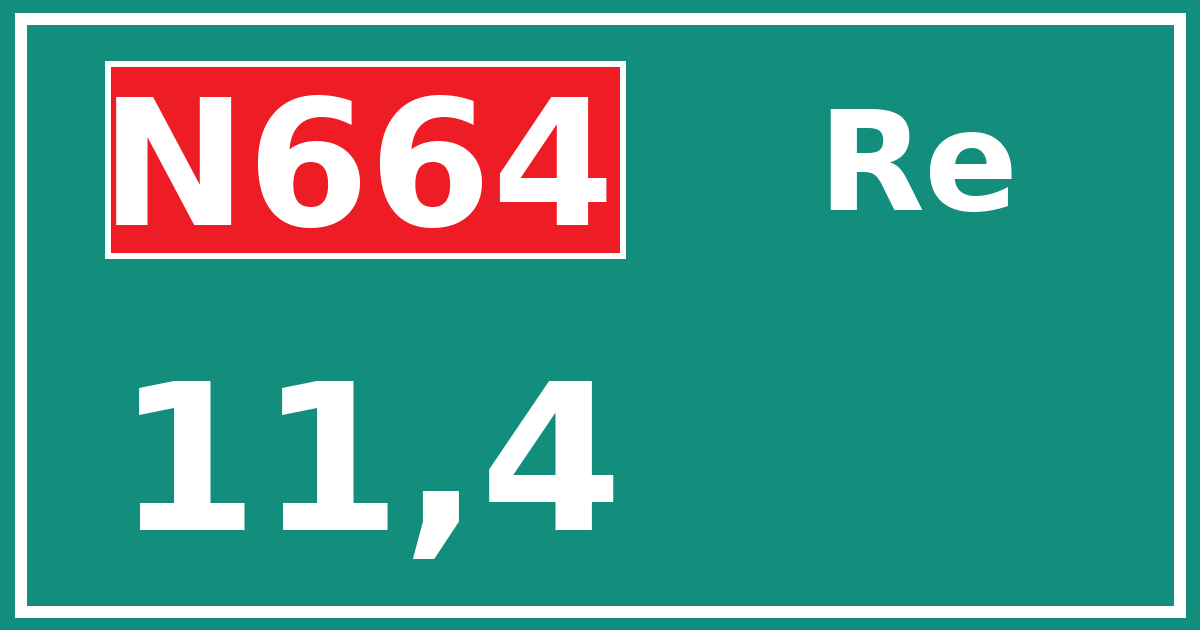 Hectometerbord N664 11,4 zijde Re