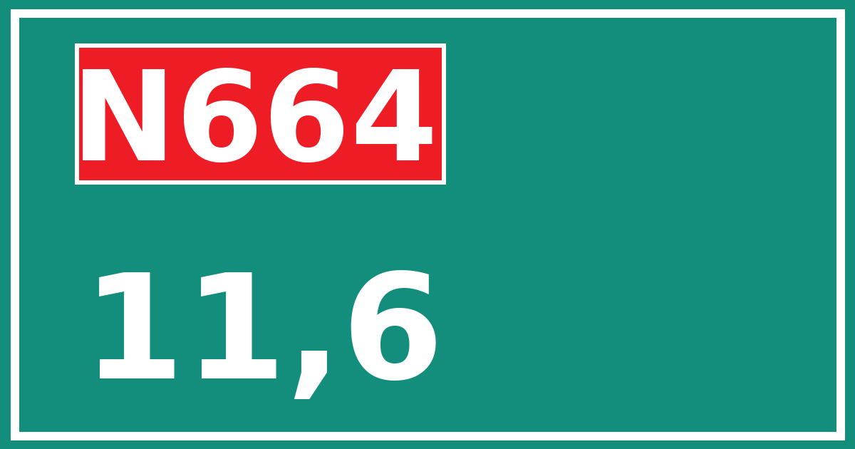 Hectometerbord N664 11,6