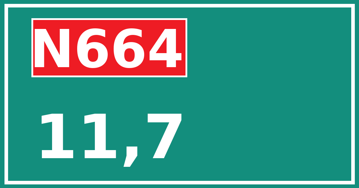 Hectometerbord N664 11,7