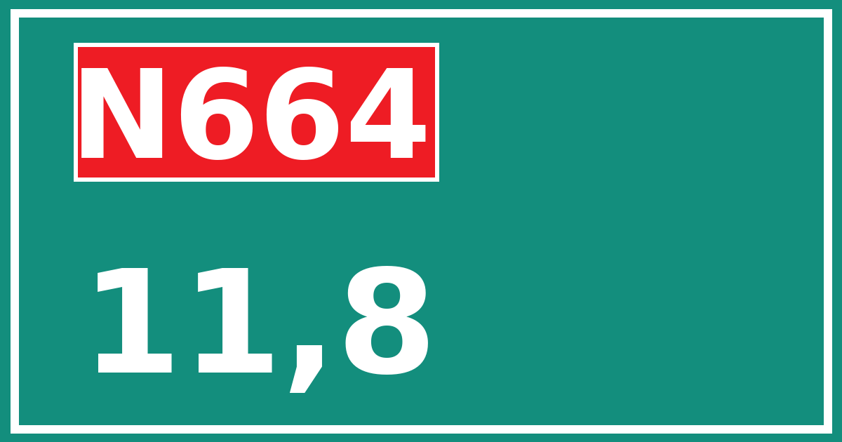 Hectometerbord N664 11,8
