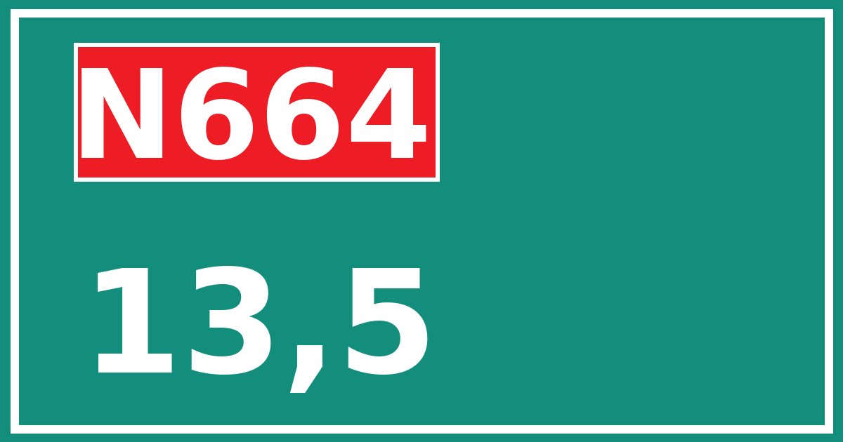 Hectometerbord N664 13,5