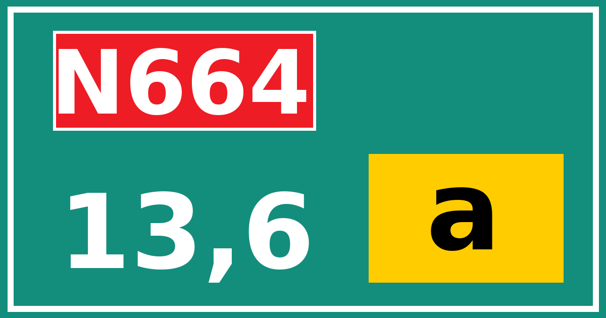 Hectometerbord N664 13,6 letter a