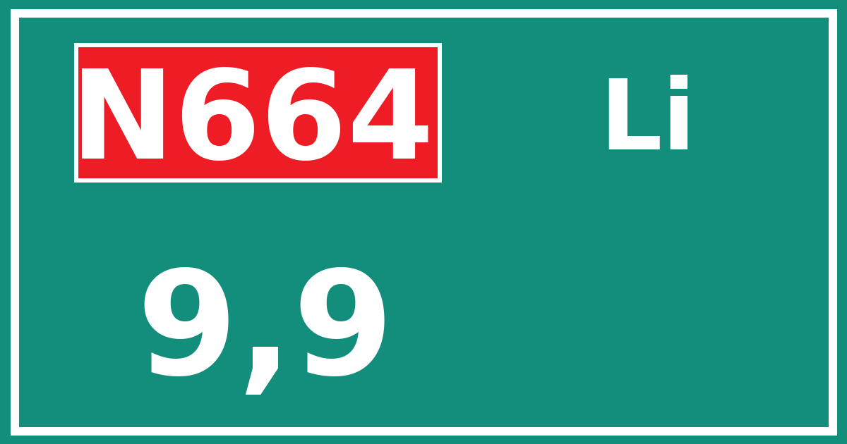 Hectometerbord N664 9,9 zijde Li