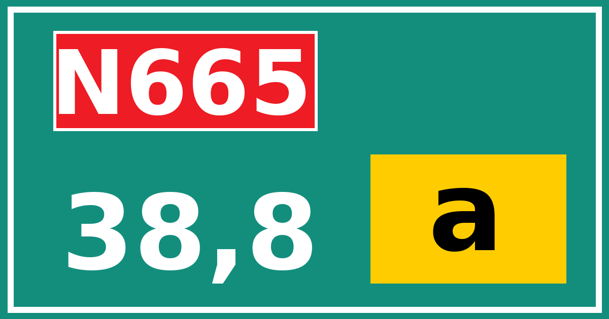 Hectometerbord N665 38,8 letter a