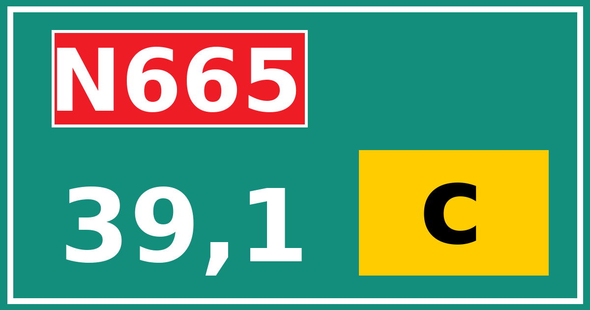 Hectometerbord N665 39,1 letter c