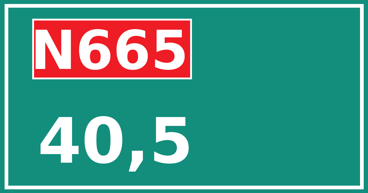 Hectometerbord N665 40,5